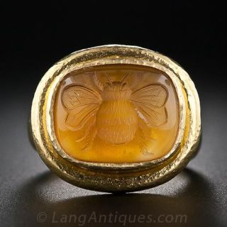 Citrine Intaglio Bee Ring by Elizabeth Locke