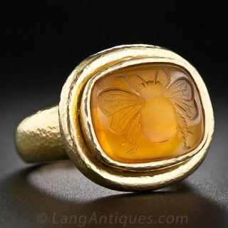 Citrine Intaglio Bee Ring by Elizabeth Locke