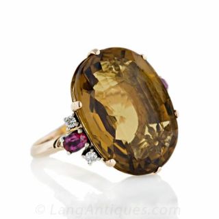 Citrine, Ruby and Diamond Ring