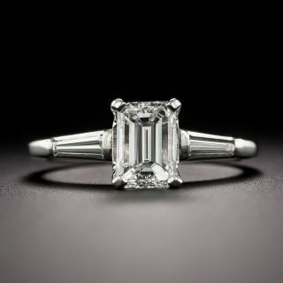 Classic 1.00 Carat Emerald Cut Diamond  with Baguette Diamond Ring - GIA  F VS1 - 2