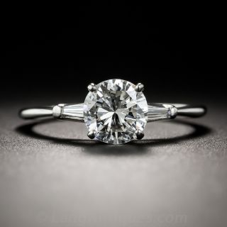 Classic 1.08 Carat Diamond Solitaire With Tapered Baguettes - GIA F VS2