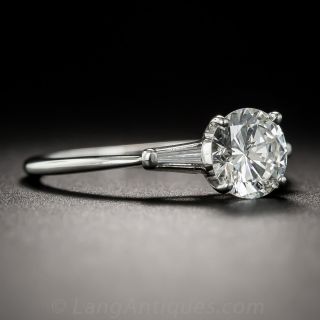 Classic 1.08 Carat Diamond Solitaire With Tapered Baguettes - GIA F VS2