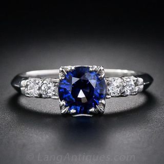Classic 1.25 Carat Sapphire and Diamond Engagement Ring