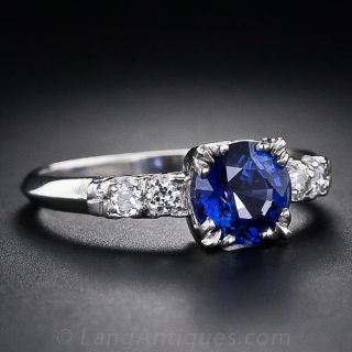 Classic 1.25 Carat Sapphire and Diamond Engagement Ring