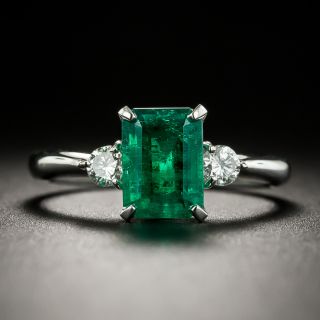 Classic 1.30 Carat Colombian Emerald and Diamond Ring  - 1