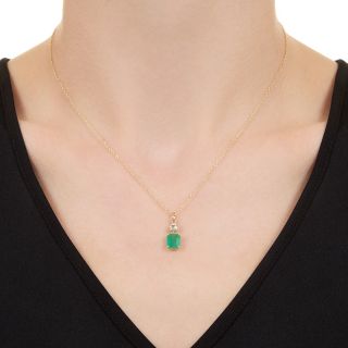Classic 1.48 Carat Emerald and Diamond Drop Necklace