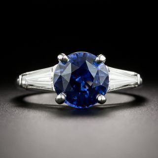 Classic 3.32 Carat Ceylon Sapphire and Diamond Ring - GIA - 2