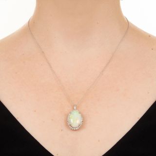Classic 7.78 Carat Opal and Diamond Halo Necklace