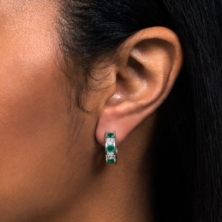 Classic Diamond and Emerald Hoop Earrings