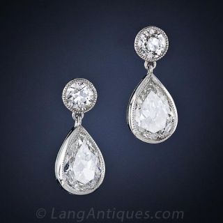 Classic Pear Shaped Diamond Drop Earrings