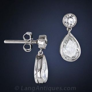 Classic Pear Shaped Diamond Drop Earrings