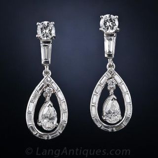 Classic Platinum Diamond Drop Earrings