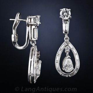 Classic Platinum Diamond Drop Earrings