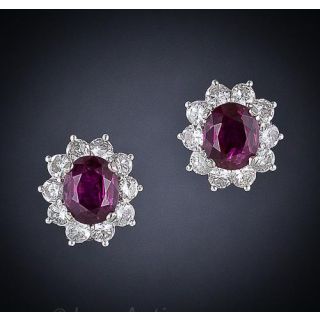 Classic Ruby and Diamond Earrings