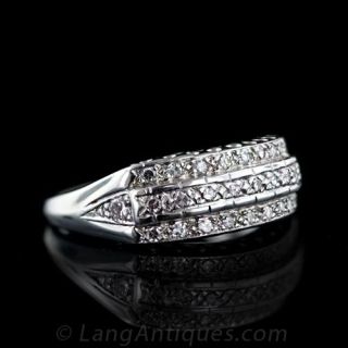 Classic Three Row Diamond Wedding Band