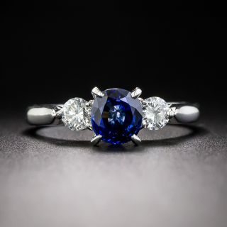 Classic Three-Stone 1.17 Carat Sapphire and Diamond Ring - 2