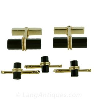 Classic Tiffany Onyx and Gold Stud Set Main View