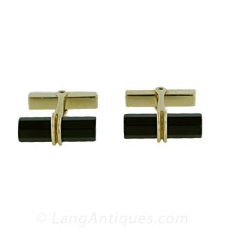 Classic Tiffany Onyx and Gold Stud Set