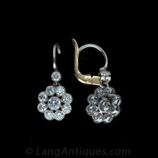 Cluster Drop Diamond Earrings