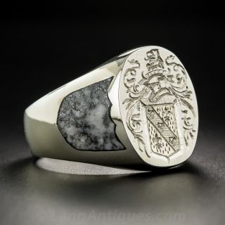 Coat of Arms 18K White Gold Signet Ring by Rampant Lion - 2