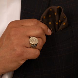 Coat of Arms 18K White Gold Signet Ring by Rampant Lion