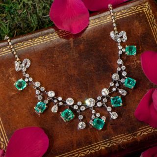 Colombian No-Treatment Emerald and Diamond Necklace by J. E. Caldwell - GIA