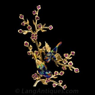 Colorful Enamel Bird Pin