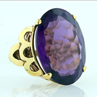 Colossal Mid-Century Amethyst Cocktail Ring