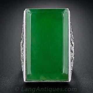 Colossal Natural Jade Art Deco Ring