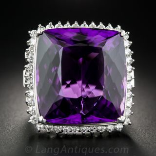 Colossal Platinum 54.12 Carat Amethyst and Diamond Cocktail Ring