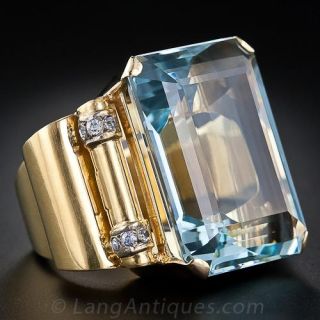 Colossal Retro Aquamarine Ring