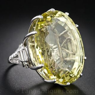 Colossal Vintage Lemon Citrine and Diamond Ring