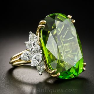 Colossal Vintage Peridot and Diamond Ring