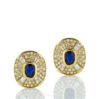 Estate Sapphire Diamond Gold Earrings