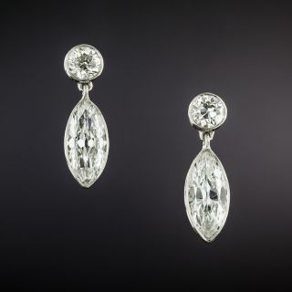 Contemporary 2.21 Carat Total Diamond Drop Earrings - GIA E VS1/VS2 - 2