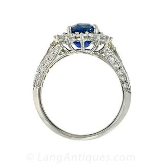 Contemporary 2.47 Carat Sapphire and Diamond Ring