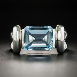 Contemporary 2.85 Carat Aquamarine and Diamond Ring - 1
