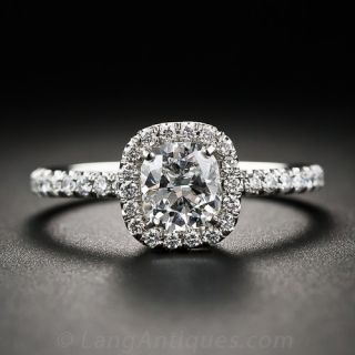 Contemporary .72 Carat 'D' color Cushion-Cut Diamond Engagement Ring