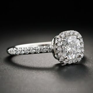 Contemporary .72 Carat 'D' color Cushion-Cut Diamond Engagement Ring