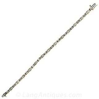 Contemporary Baguette and Round Brilliant Cut Diamond Bracelet