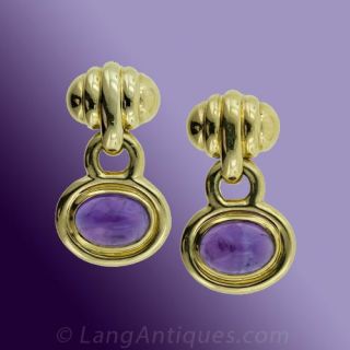 Estate Amethyst Gold Earrings
