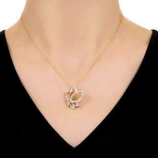 Contemporary Diamond Butterfly in Motion Pendant/Brooch