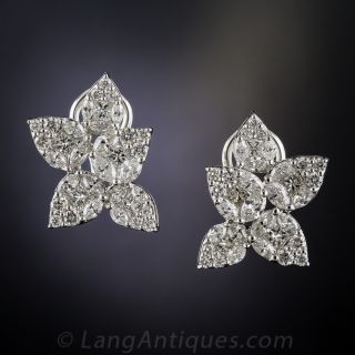 Contemporary Diamond Leaf Earrings