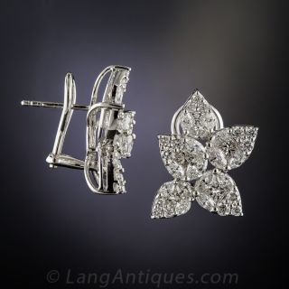 Contemporary Diamond Leaf Earrings