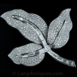 Contemporary Diamond Leaf Pin Main View