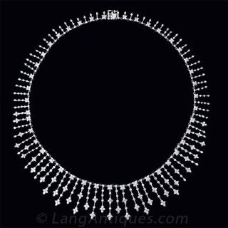 Contemporary Diamond & Platinum Fringe Necklace