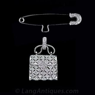 Contemporary Diamond Purse Pin