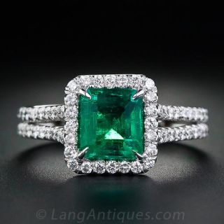 Contemporary Emerald and Diamond Ring
