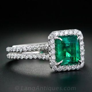 Contemporary Emerald and Diamond Ring