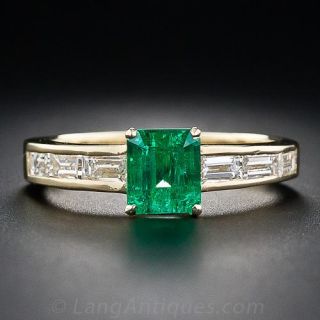Contemporary Emerald and Diamond Ring